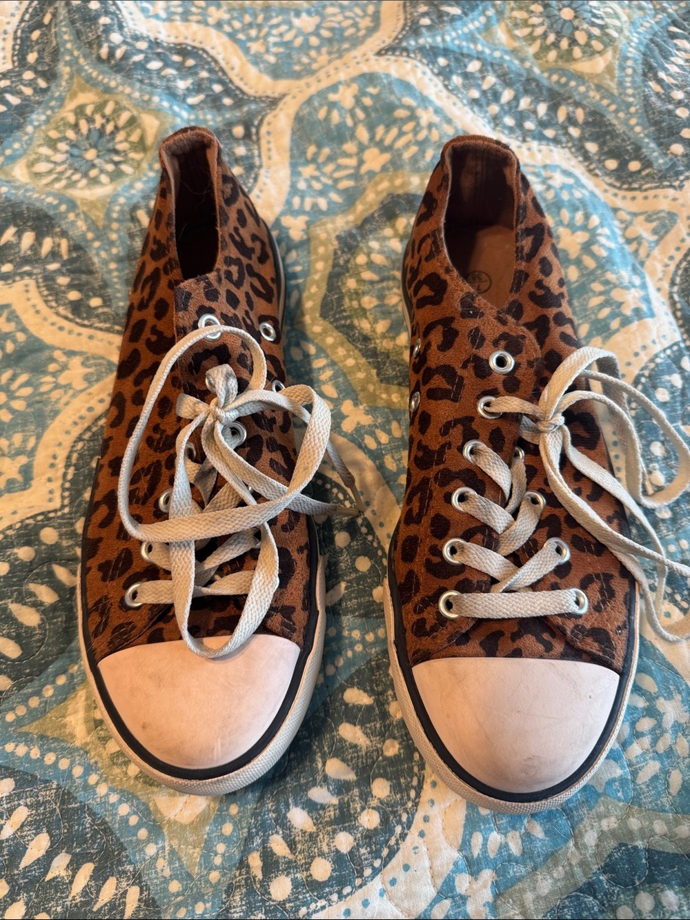 Converse Leopard Print Brown and Black Low Top Sneakers